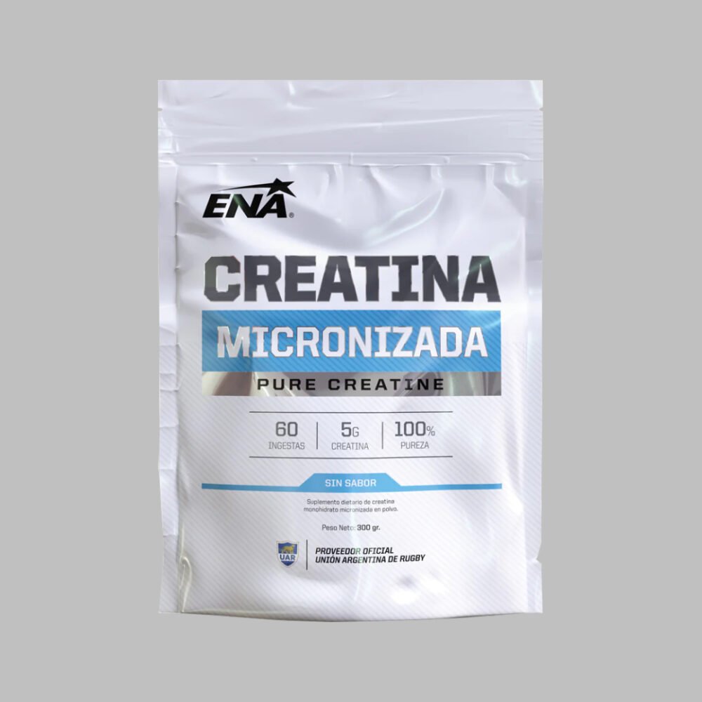 Creatina ENA 300 Grs Doypack Micronizada Creatina ENA 300 Grs Doypack Micronizada de alta calidad - Más fuerza, recuperación, desarrollo y resistencia.