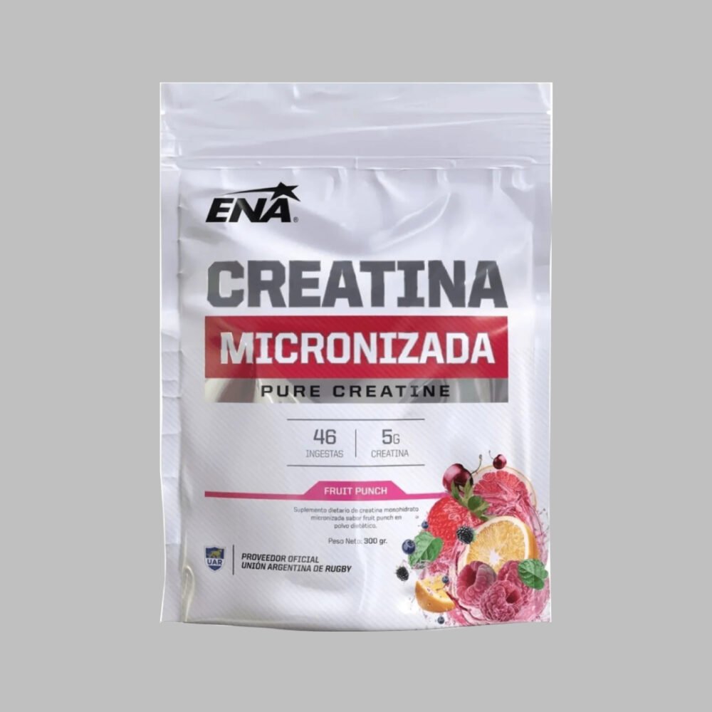 Creatina Ena 300 Grs Fruit Punch Doypack Creatina ENA 300 Grs Fruit Punch Doypack de alta calidad - Más fuerza, recuperación, desarrollo y resistencia.