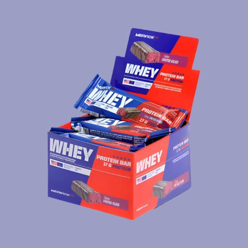Barras Mervick Whey Protein Bar 46 GR Caja Sabor Frutos Rojos